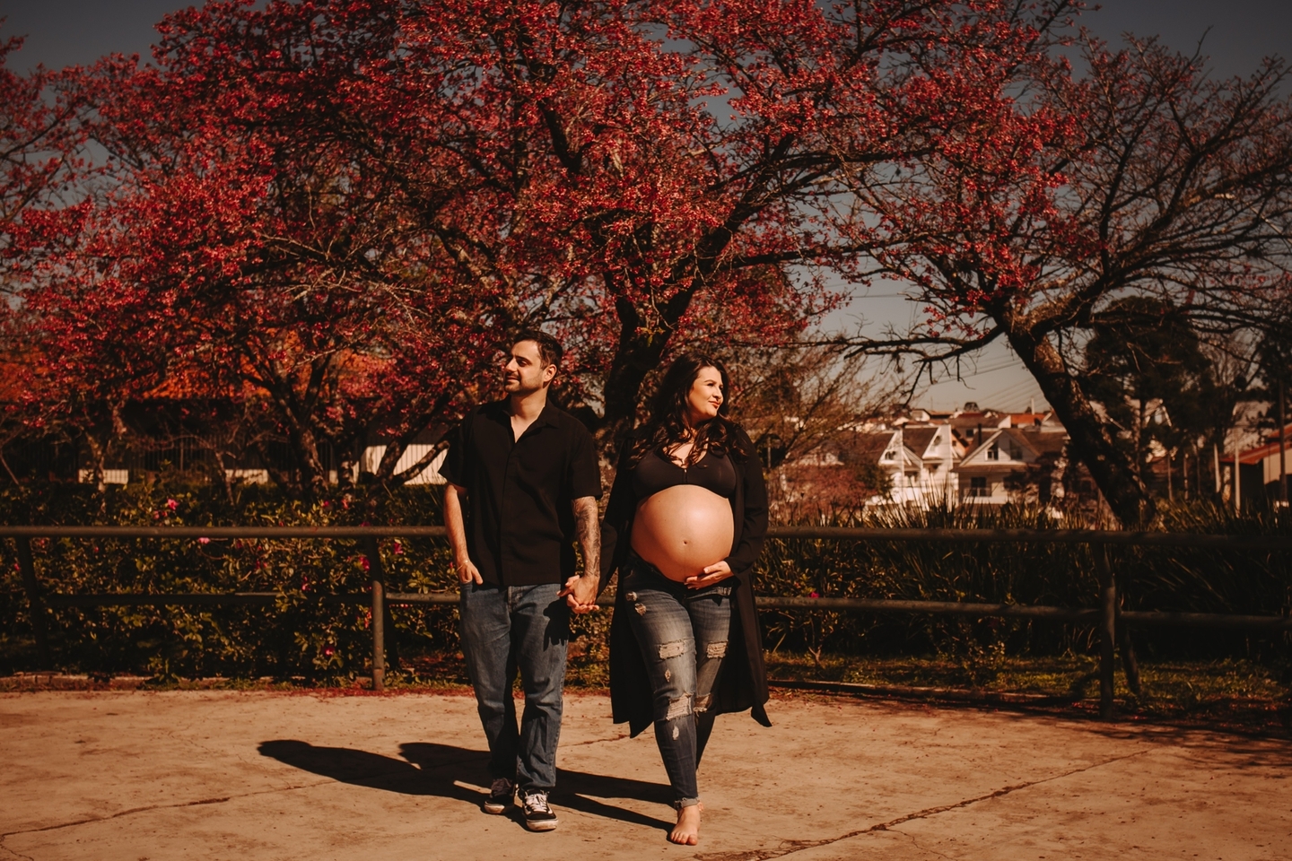 Ensaio Gestante nas Cerejeiras - Marcella&Lucas